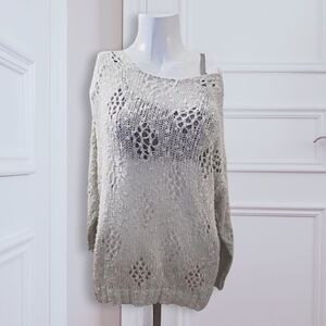 YDE Soft Non-itch Honeycomb Knit Boatneck Wool Blend Sweater